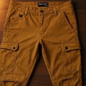 Brown Denim Cargo Pants